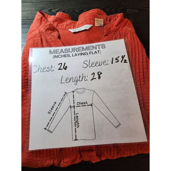Tweeds Woman Orange  Linen tunic Blouse button front 3/4 sleeves  Size 2X - Picture 10 of 10